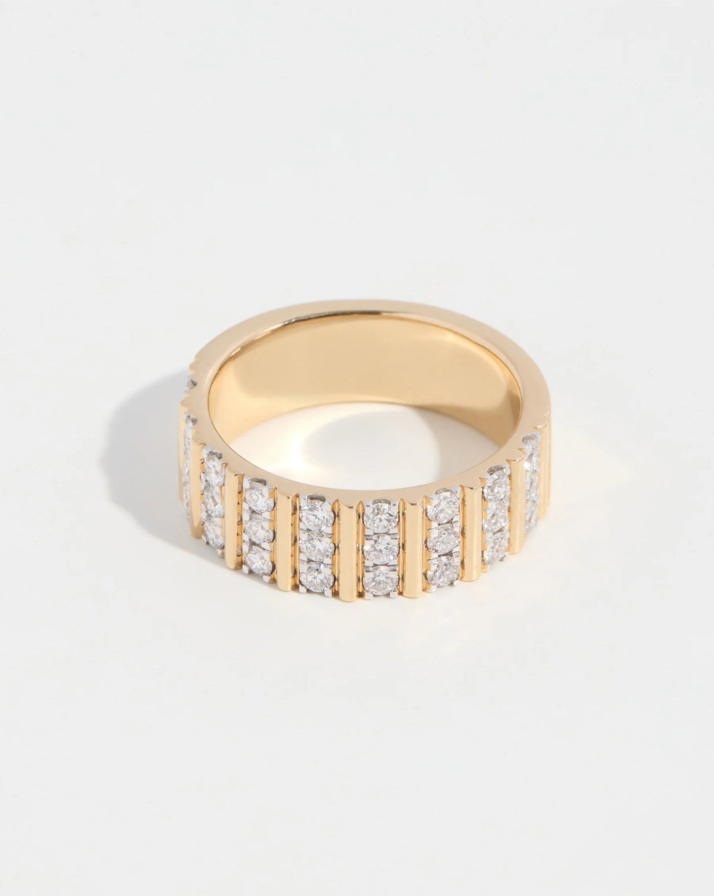 Three Row Fluted Diamond Ring