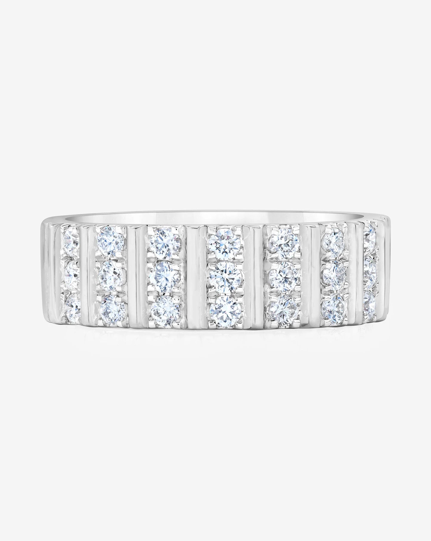 Three Row Fluted Diamond Ring