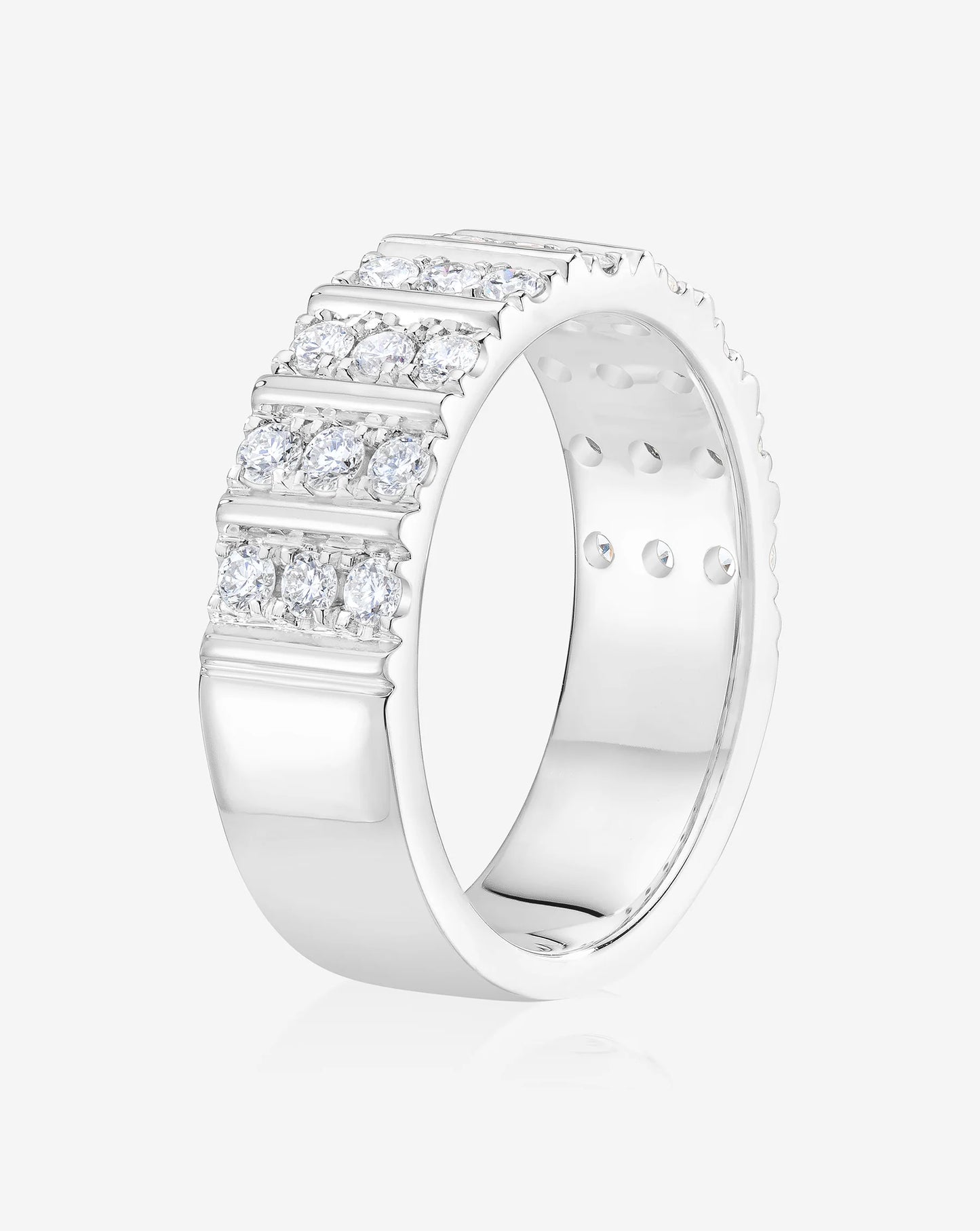 Three Row Fluted Diamond Ring