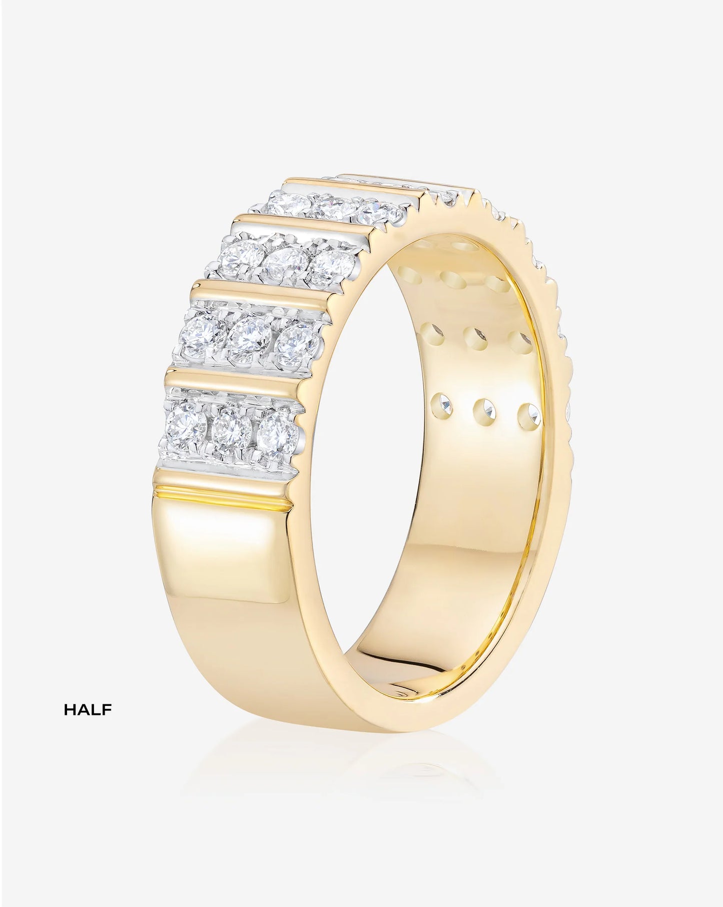 Three Row Fluted Diamond Ring