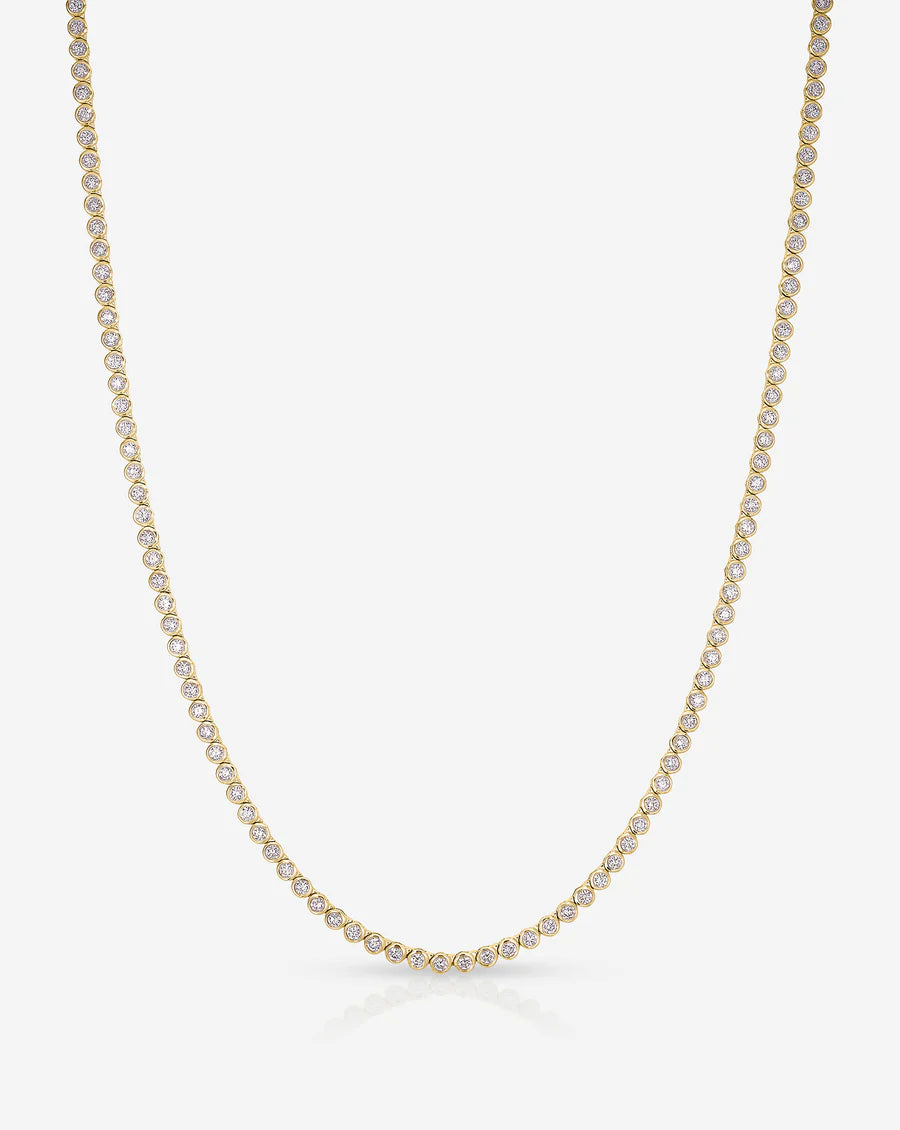 Bezel Mini Diamond Tennis Necklace