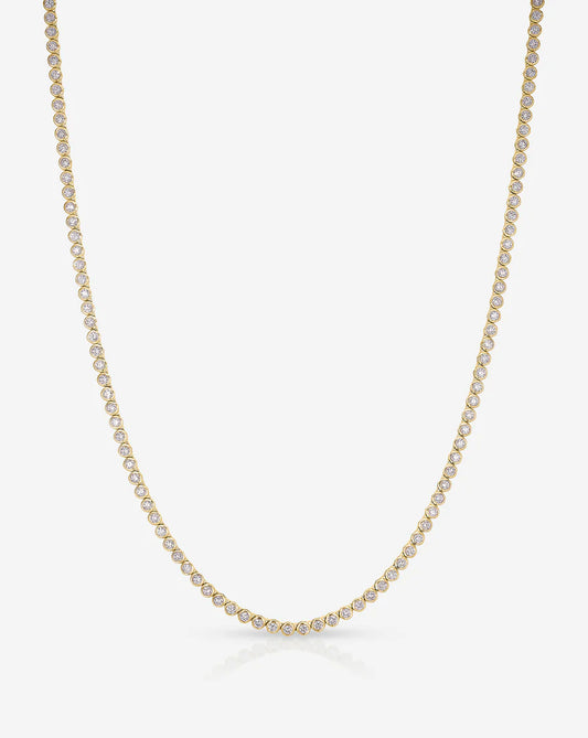 Bezel Mini Diamond Tennis Necklace