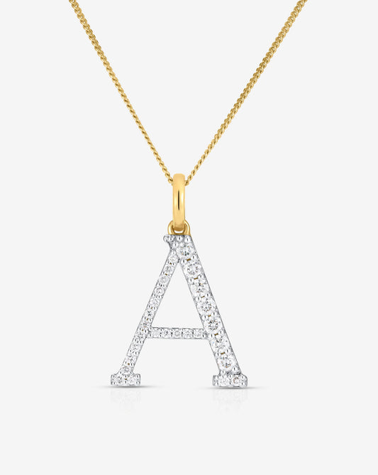 Large Diamond Initial Pendant Necklace