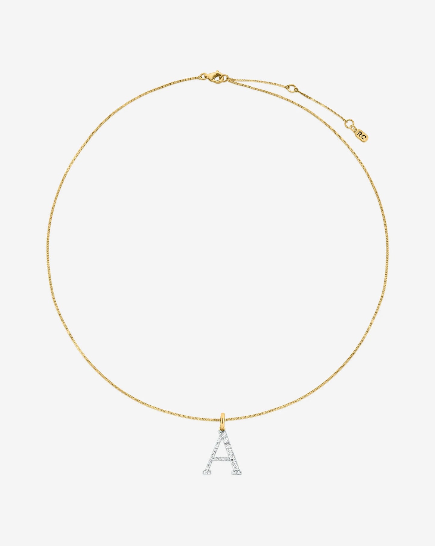 Large Diamond Initial Pendant Necklace