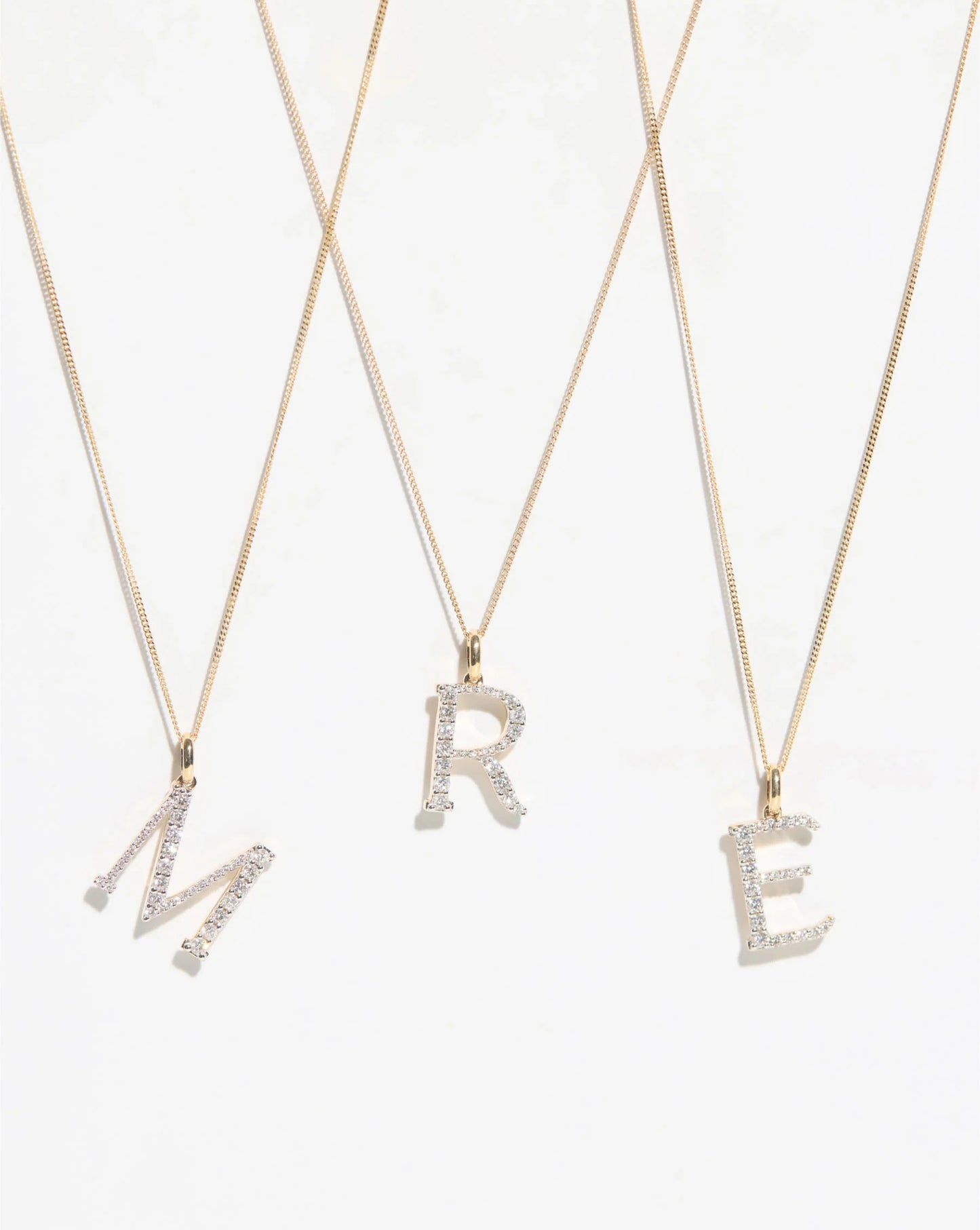Large Diamond Initial Pendant Necklace