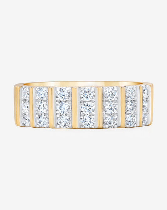 Three Row Fluted Diamond Ring